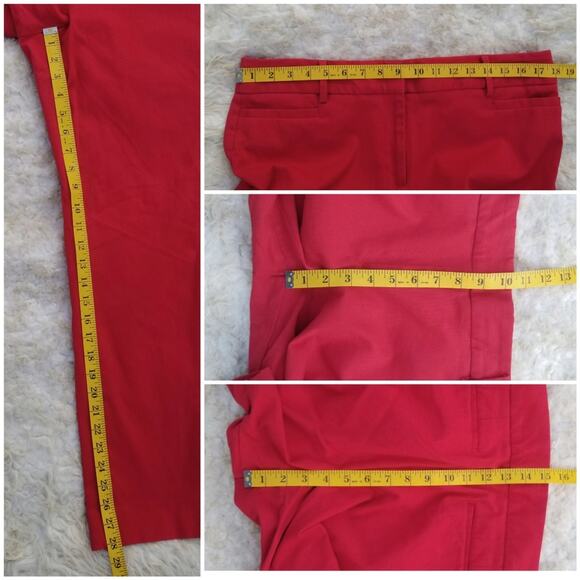 Cropped Stretch Pants Talbots Hampshire Size 12 Crop Ankle Solid Red Color EUC - Picture 8 of 11